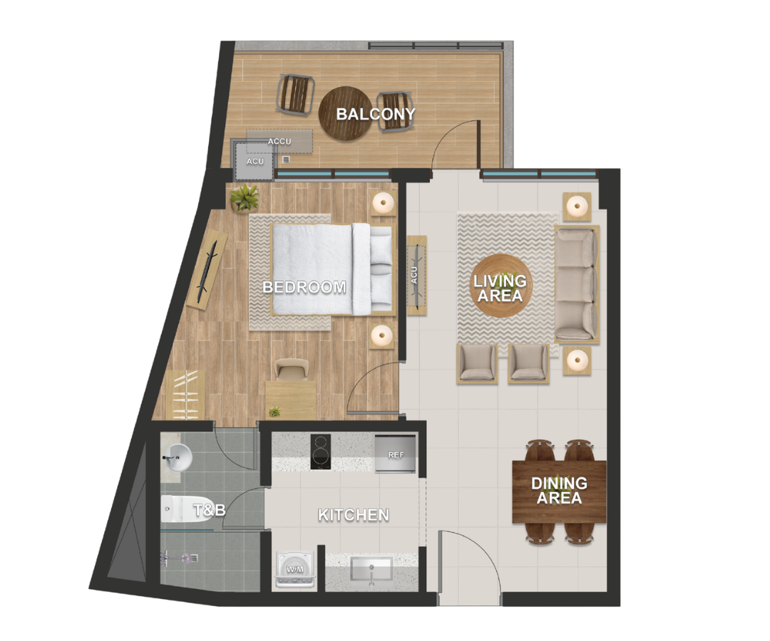 One Bedroom Type B floor plan