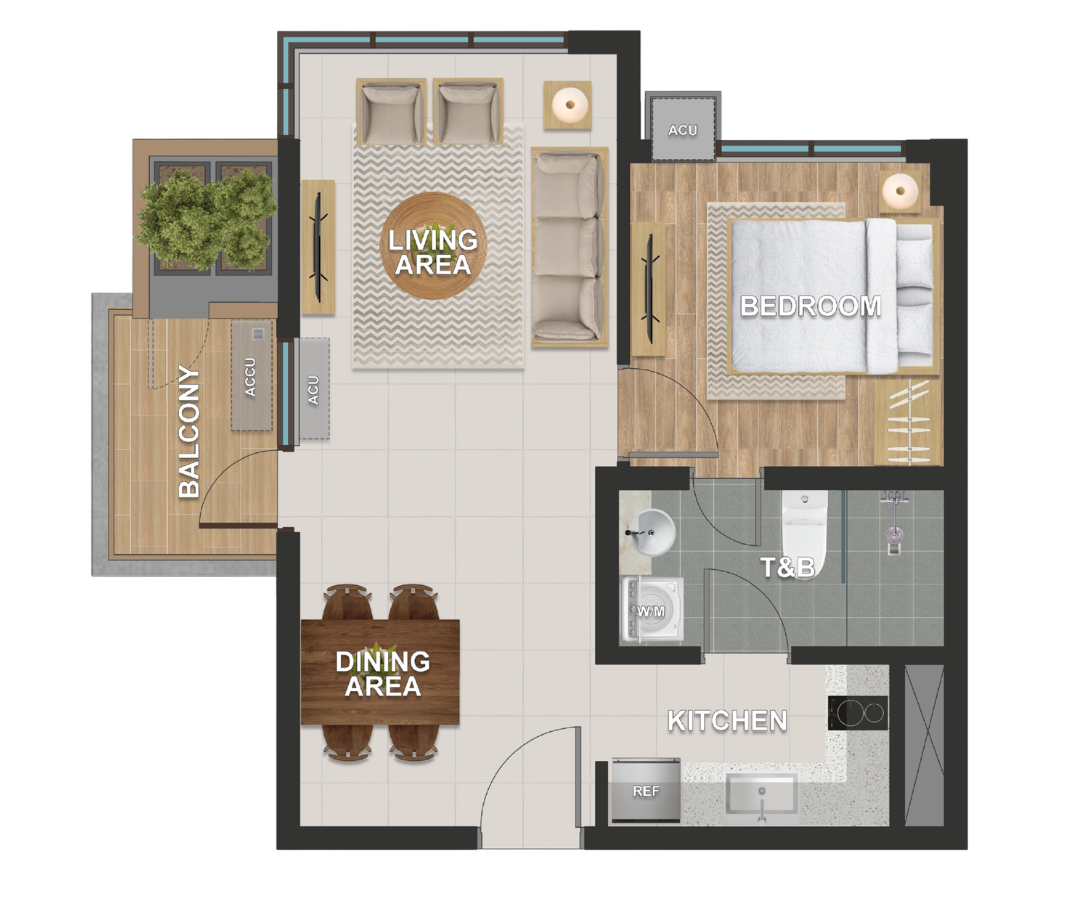 One Bedroom Type C floor plan